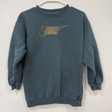 Nike Crewneck Sweatshirt Teal Green Gold Graphic Logo FJ6161-328 Mens Large