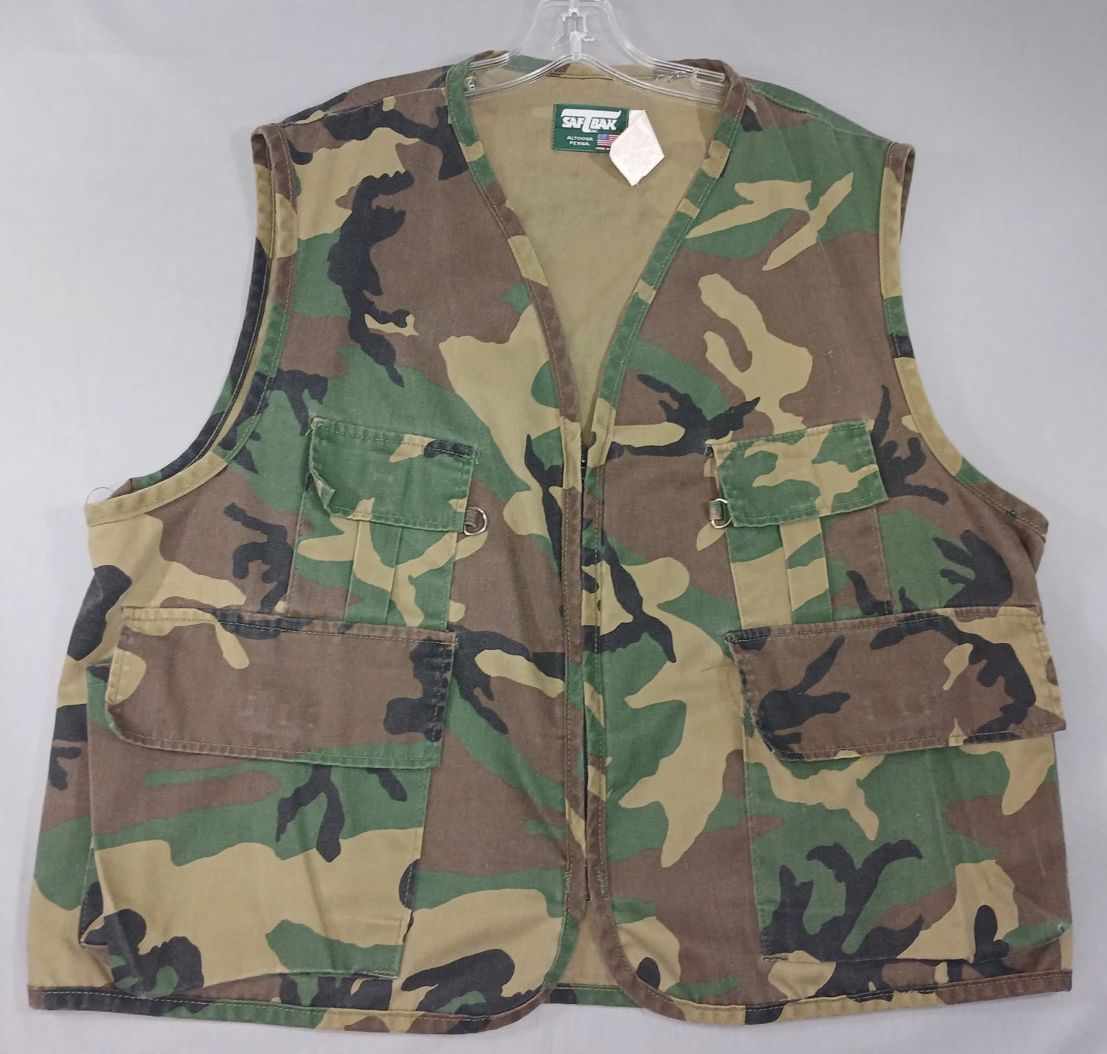 Vintage Saf Bak Vest Mens XL Camouflage Hunting Multi Pocket Outdoors USA 90s