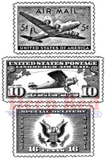 Deep Red Stamps Air Mail Postage Rubber Cling Stamp