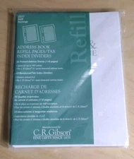 C. R. Gibson Z211 Address Book Refill Pages Tab Index Dividers