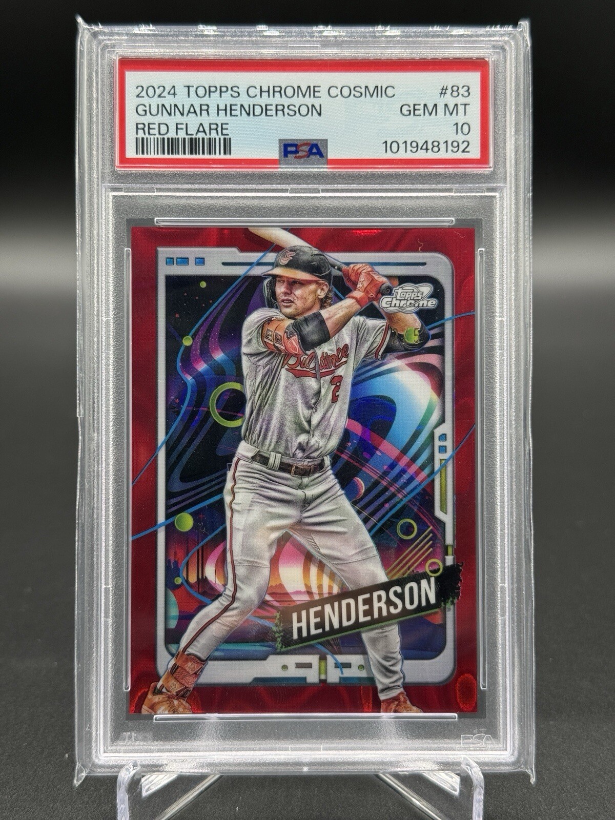 2024 Topps Cosmic Chrome  #83 Gunnar Henderson Red Flare - GM MT 10 - 2/5