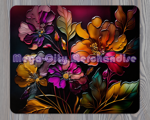 Stained Glass  Airbrush Flower Mouse Pads (5 unique styles) - Picture 3 of 7