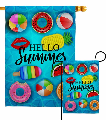 Chilling At Pool Garden Flag Beach Coastal Decorative Gift Yard House Banner - Foto 1 di 17