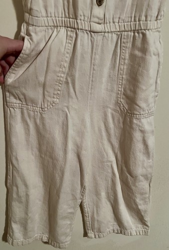 Old Navy Girls Sz S(6-7) Beige Linen Feel Short Flutter Sleeves Crop Pant Romper - Picture 4 of 17