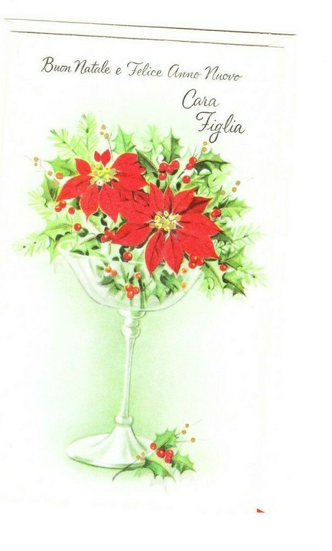 1 ONE Italian Christmas Greeting Card Daughter Figlia Anno Nuevo Natale