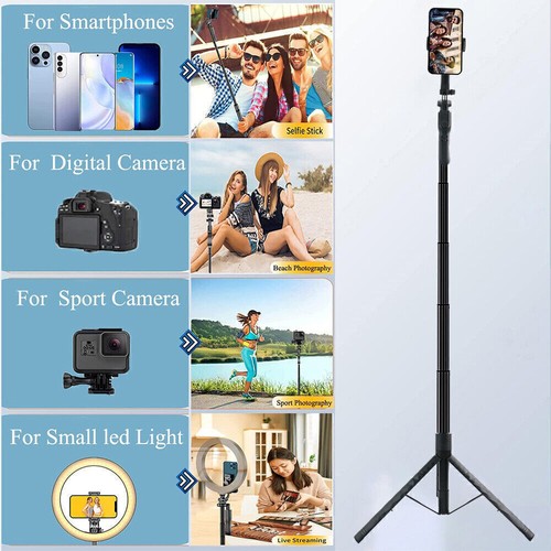 Support téléphone portable professionnel US 68" et support trépied appareil photo télécommande selfie stick - Photo 7 sur 17