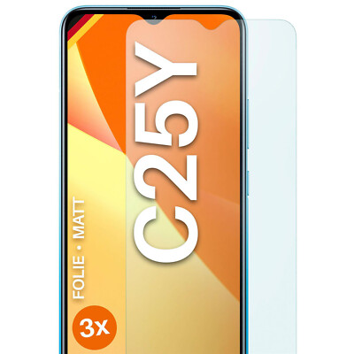 3x Schutzfolie Matt für Realme C25Y Displayschutz Handyfolie 4H Dünn Anti Reflex