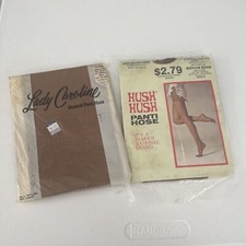 Lot Of 2 Vintage 60s womens C-D Nylon Panti Hose Medium Beige Sandal Toe Support