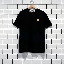 COMME DES GARCONS CDG PLAY GOLD HEART TEE BLACK AZ-T216-051-1