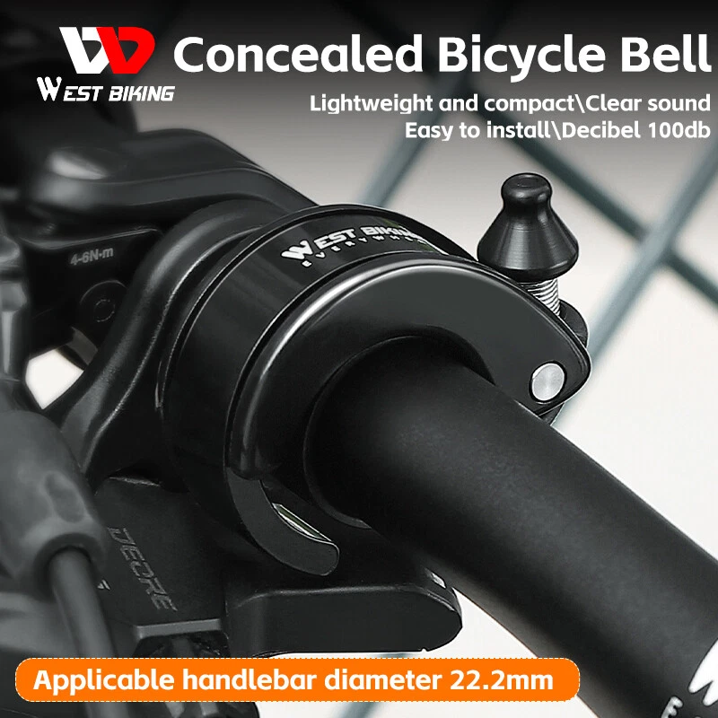 Campana de bicicleta oculta WEST BIKING Campana de manillar de bicicleta de aluminio 22,2 mm 100 dB negra Foto 4 de 4