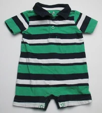 Infant Baby Boys 3 Months Jumping Beans Green Blue White Striped Outfit