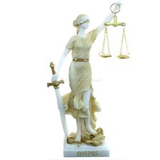 Statua antica dea greca Themis alabastro 8,5" - 21 cm marmo fuso giustizia