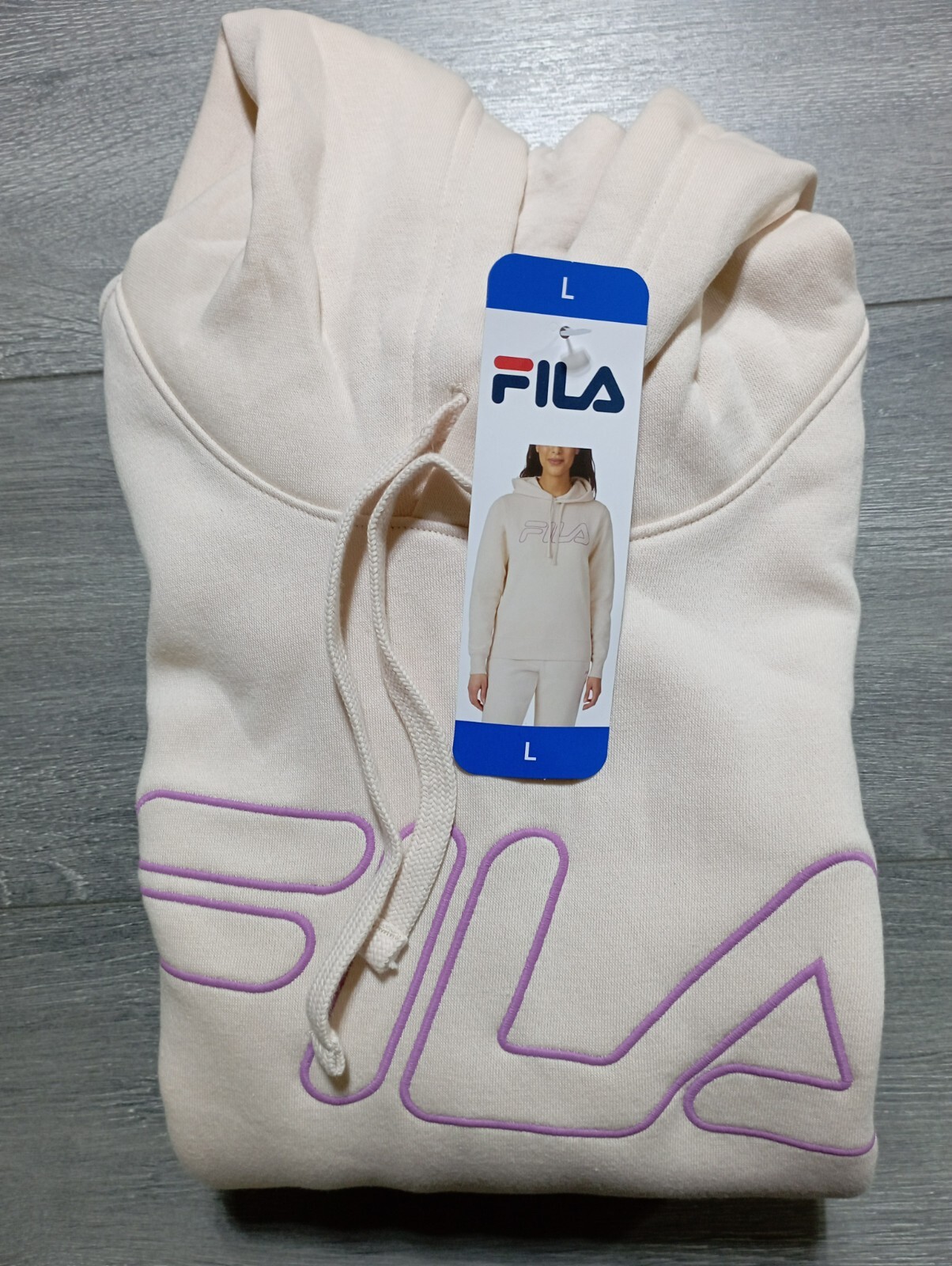 Fila Pullover Felpa con Cappuccio Adulto Donna Grande Sabbia Dollaro Morbido