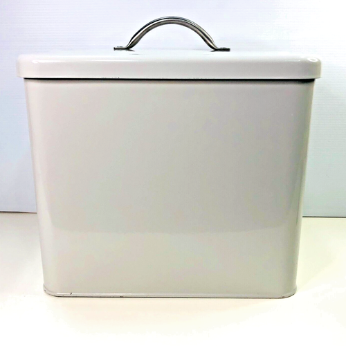 Heaven In Earth Box Tin Shoe Shine Storage Cream Grey Rectangular With Lid - Picture 2 of 17