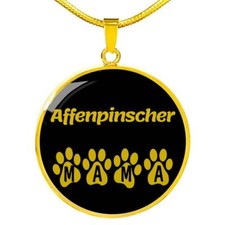 Affenpinscher Mama Circle Necklace Stainless Steel or 18k Gold 18-22" Dog Owner