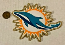 5" Miami Dolphins Gold Stitch Facing Left Sew On Patch Very Nice Rare