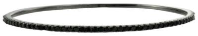 925 Sterlingsilber schwarzer Spinell vorsteckbar 7'' ovaler Armreif schwarz Rhodium Armband