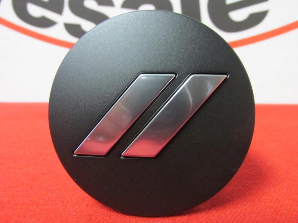 CARGADOR DODGE CHALLENGE Juego de 4 tapas centrales de rueda a rayas cromadas negras mate OEM Foto 3 de 4