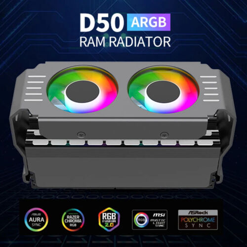 RAM Memory Cooler 1000-4500RPM RAM Radiator ARGB Sync Cooling Fan For DDR2/3/4/5 - Picture 2 of 16