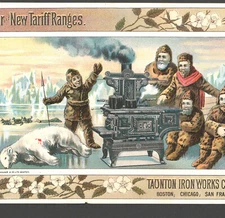 Lt Greely North Pole Arctic Ship Shaker Stove Ad Bear 1800s Victorian Trade Card
