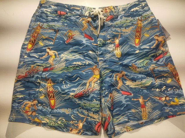 hawaiian print swim trunks