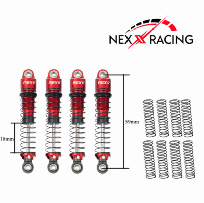 Nexx Racing 59mm Long Oil Shocks (4pcs) for Redcat MT-18 - Red
