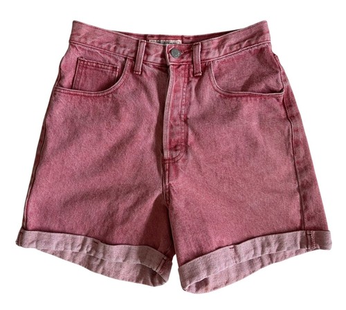 Pantaloncini jeans vintage Guess vita alta rosso denim taglia small? Con orlo con polsini anni 90 - Foto 2 di 9
