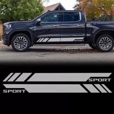 For GMC Sport Matte Silver Side Bed Rear Trunk Vinyl Decal Sticker Stripe 2X