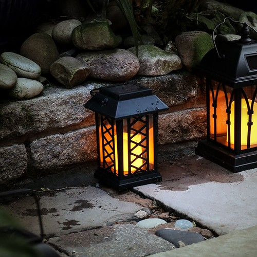 17.5cm Outdoor Solar Flameless Flickering LED Hanging Candle Lantern Garden Lamp - Picture 17 of 25