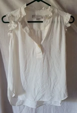 Women Loft Sleeveless Shirt Size XSP White Lightweight Dressy 100% Polyester