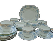 AYNSLEY LADY FAYRE  21 PIECE TEASET BLUE & WHITE