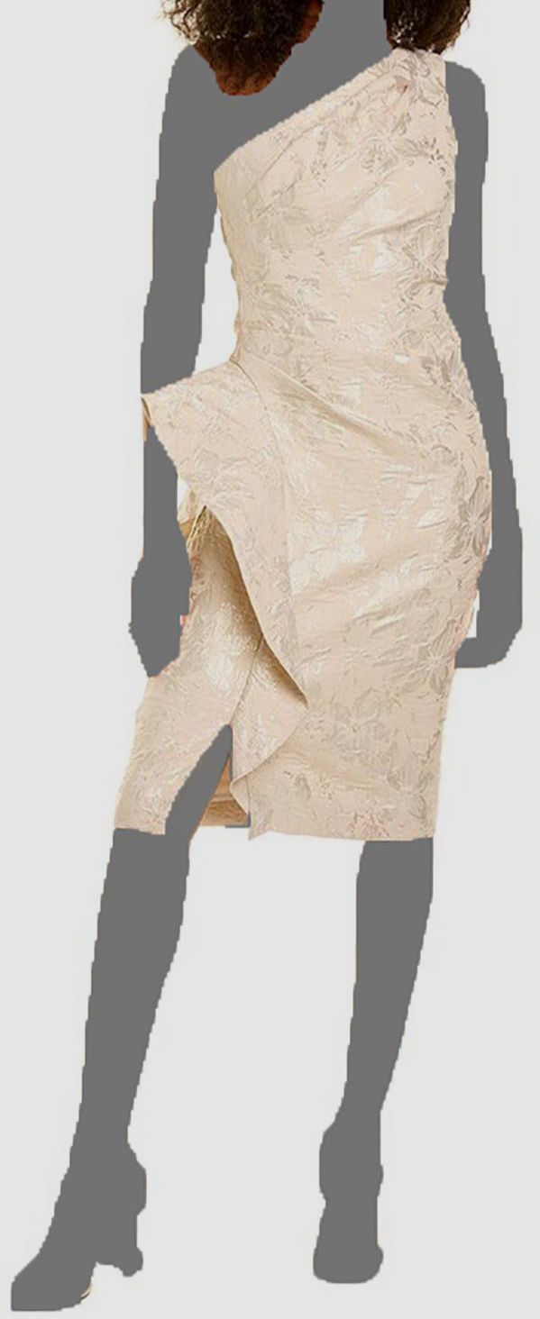 $595 Rickie Freeman by Teri Jon Women's Gold Metallic One-Shoulder Dress Size 6