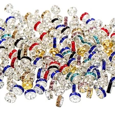 Bememo 200 Pieces 8mm Rondelle Beads Crystal Spacer Beads Loose Beads for Jew...