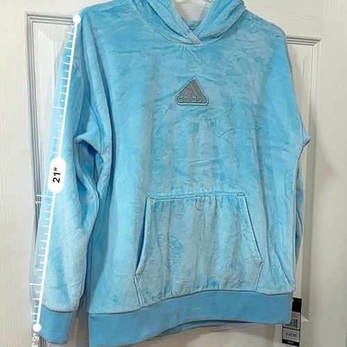 Adidas Originals AA3056 Girls Sz xl Velour Activewear Hoodie Pullover NWT Blue - Picture 9 of 10