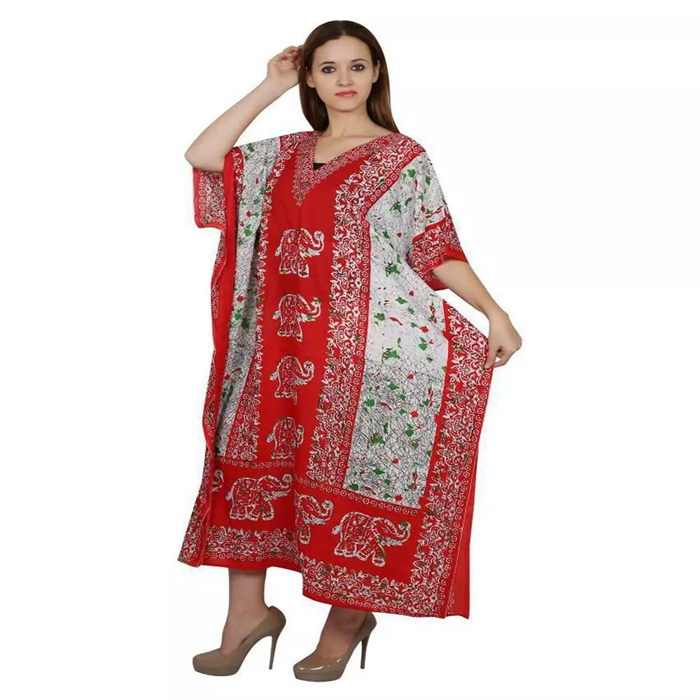 Womens Kaftan Nighty Polyester Elephant Caftan Maxi Night Dress