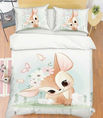 3D Fox Butterfly ZHUA765 Bed Pillowcases Quilt Duvet Cover Set Queen King Zoe
