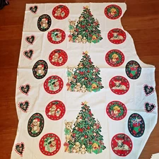 Vtg Hallmark Cut and Sew Christmas Tree Ornaments Fabric Panel 2 Uncut Wamsutta