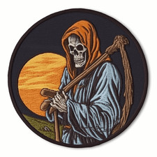 Skeleton Patch Iron-on Applique Halloween Grim Reaper Badge Scary Horror Decor