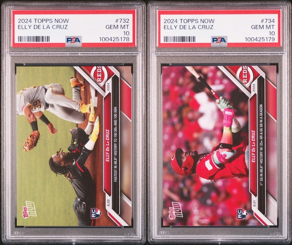 Set of 2 PSA 10 Elly De La Cruz 25HR & 65SB MLB History Topps Now