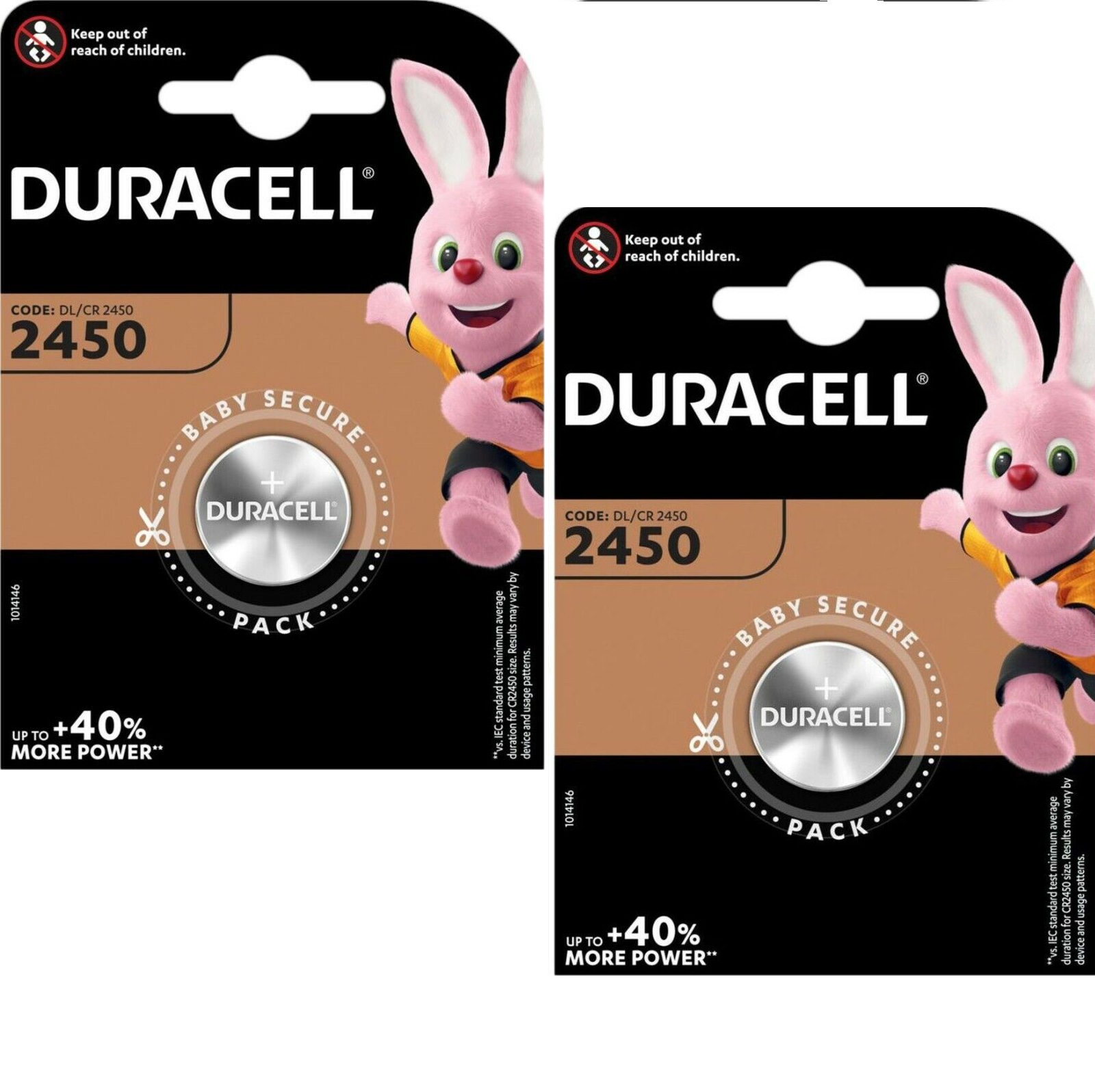 2 x Duracell CR2450 3V Lithium Coin Cell Battery 2450 DL2450 Longest ...