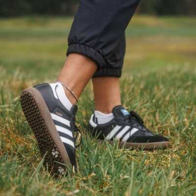 Size 9.5 - adidas Samba Spikeless Golf Black White Gum for sale