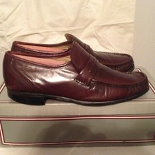 Mens BOSTONIAN All Sewn Leather Loafers Burgundy 9.5D
