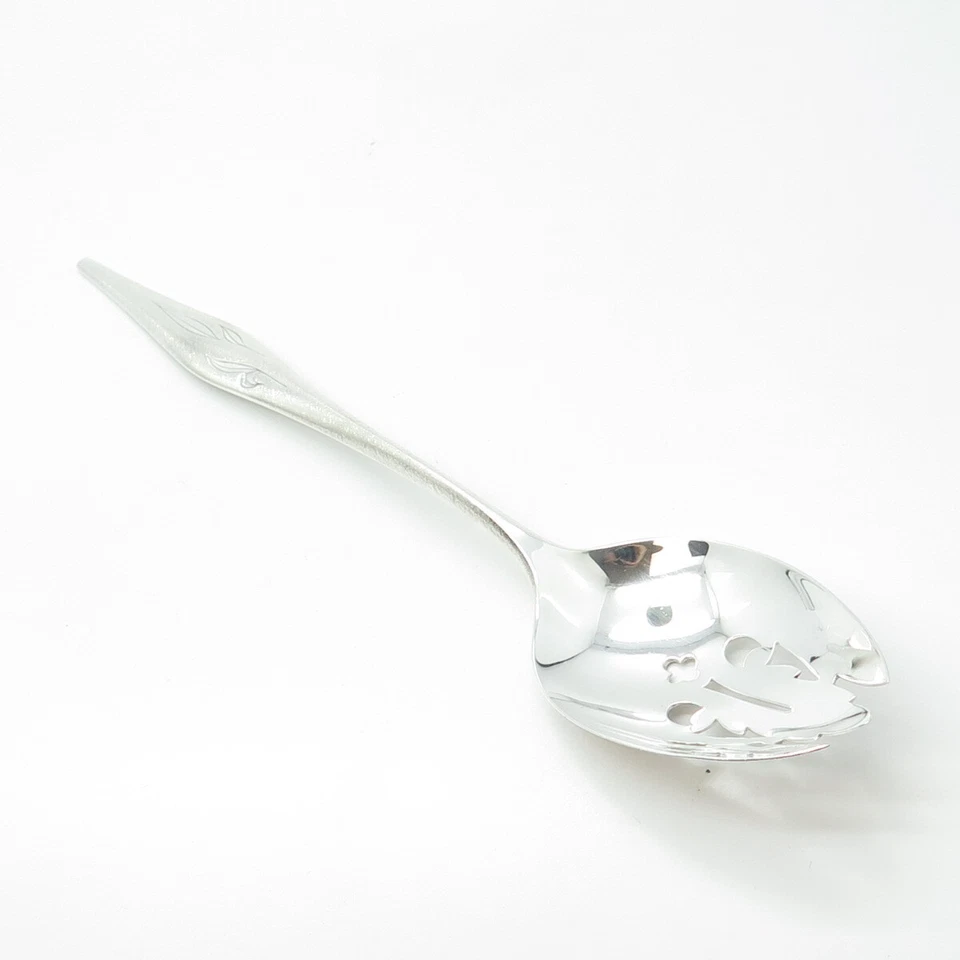 Cuchara perforada Wallace de plata de ley 925 vintage 1963 Dawn Mist Foto 4 de 4