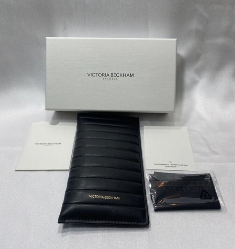 VICTORIA BECKHAM White Box Black Leather Sunglasses Case Set in Black NEW - Picture 2 of 8