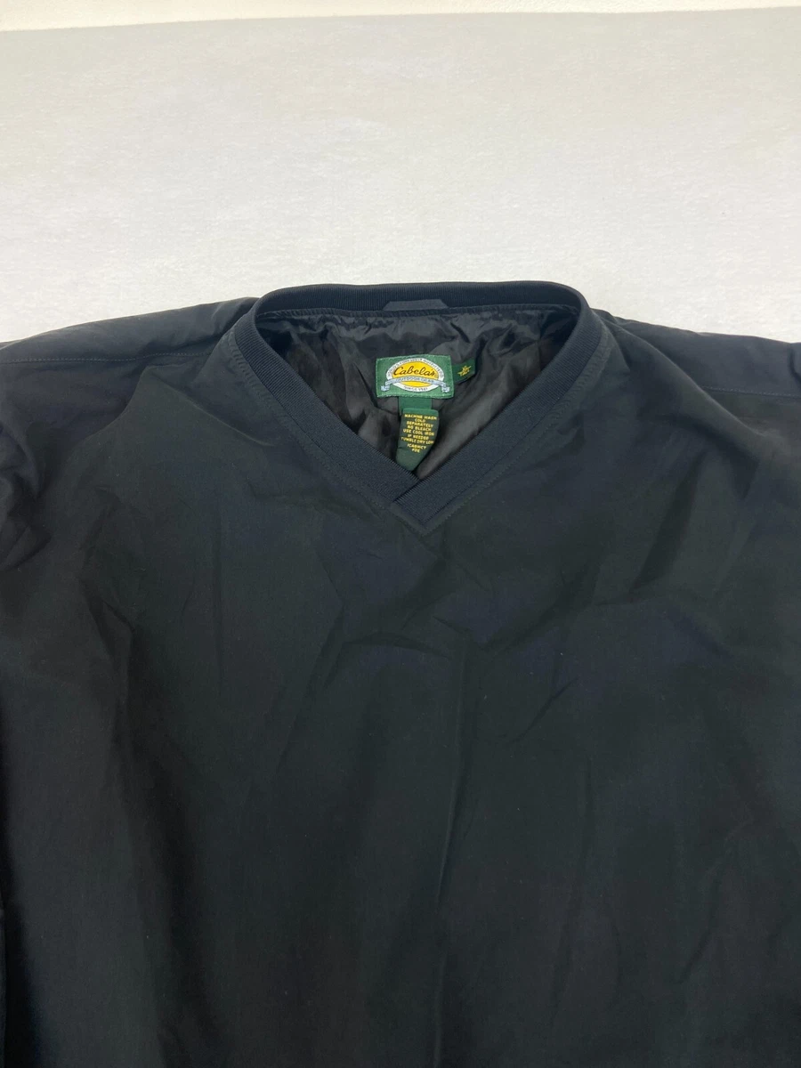 Cabelas Jacket Mens XL Tall Black Windbreaker Pullover Outdoor Hiking Light Good