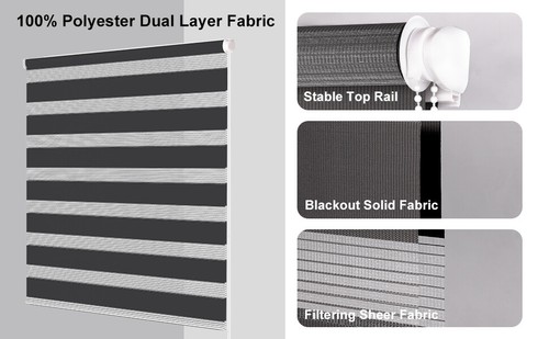 Zebra Vision Window Roller Blind Easy Fit 165cm-210cm Drop Day and Night Blinds - Picture 2 of 43