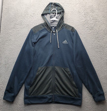 adidas Hoodie Mens Large Multi Fleece Lined Kangaroo Pocket Drawstring Full Zip