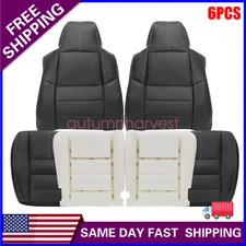 For 2008-2010 Ford F250 Lariat Driver & Passenger Seat Cover Black & Cushion Pad