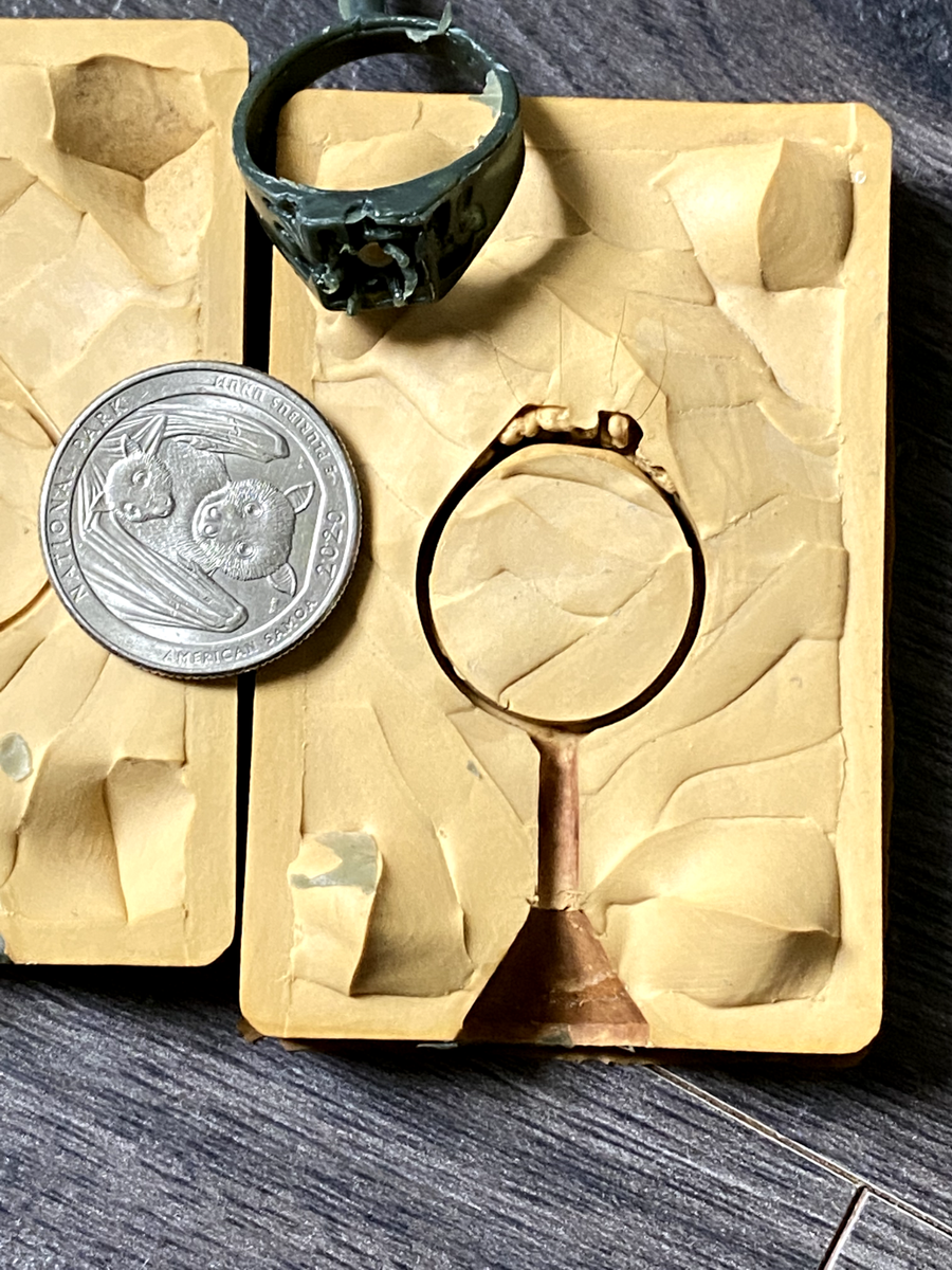 RING, LOST WAX CASTING injection rubber jewelry making mold, gold