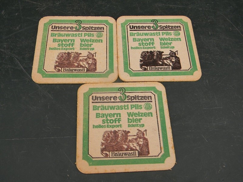 Brauwastl Pils unsere 3 spitzen Bayern Stoff Weizen Bier Bierdeckel Beer Coaster